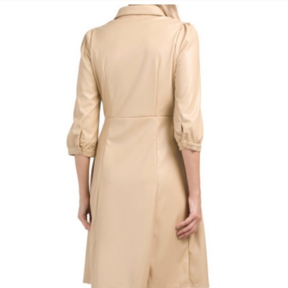 Ellen Tracy Soho Faux Leather Shirtdress - Picture 10 of 12